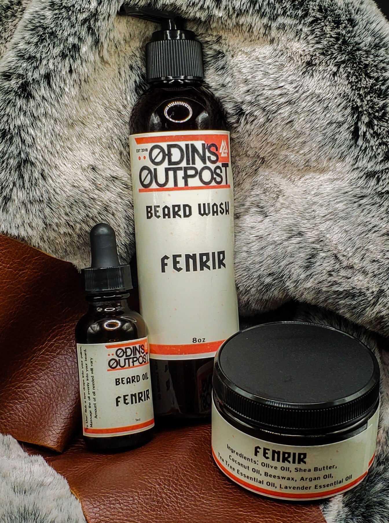 Fenrir Beard Grooming Set // Beard Oil Beard Balm Beard Shampoo // Tea Tree and Lavender Scented